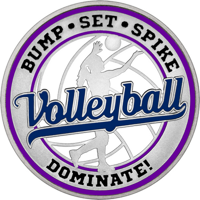 Navy Blue "Volleyball" with Purple Outer Circular Borders